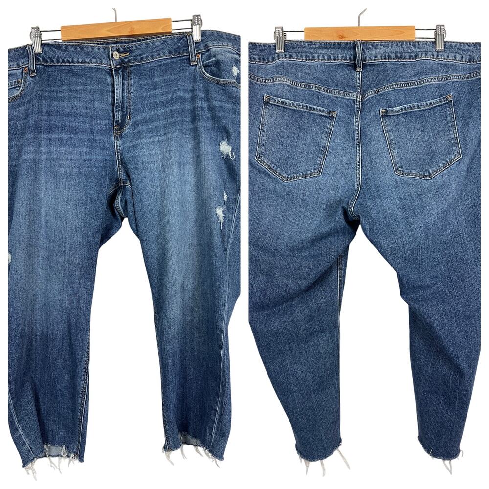 Old Navy Womens 22 Distressed Raw Hem Grunge Y2K Boyfriend Crop Ankle Jeans